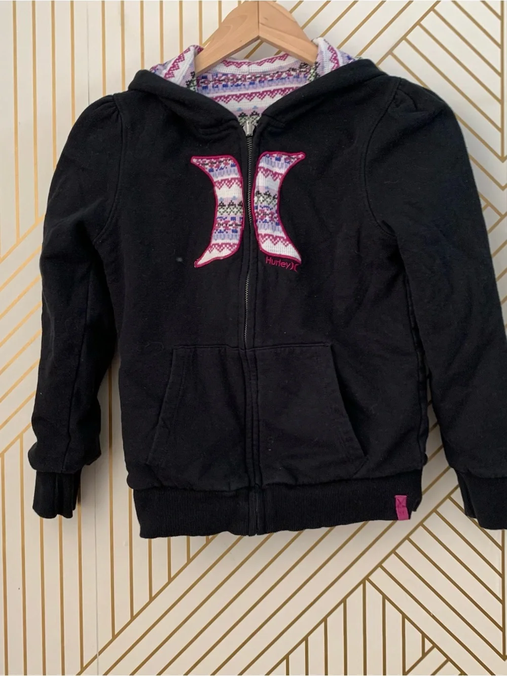 Hurley Y2K Reversible Fair isle Nordic striped Zip Up Hoodie 2000s cotton blend